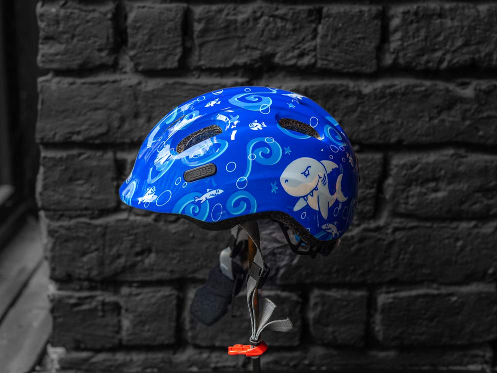Kinder Fahrradhelm blau Fische Abus